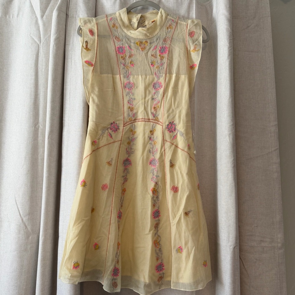 New Free People Riviera Embroidered Mesh Mini Dress - Picture 5 of 9